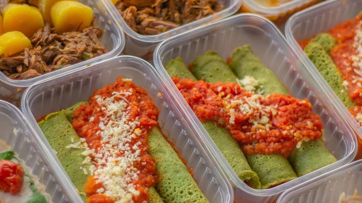 Prepared meals packed in takeaway containers