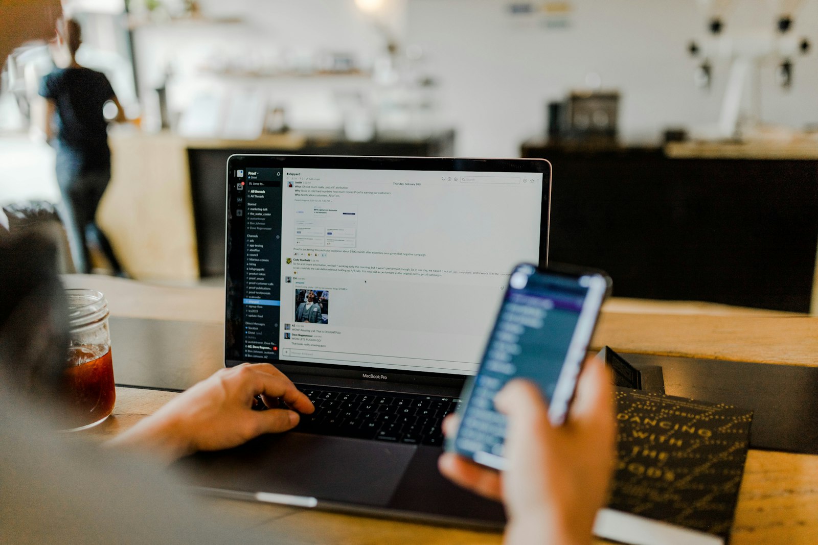 Phone showing a text conversation with a customer