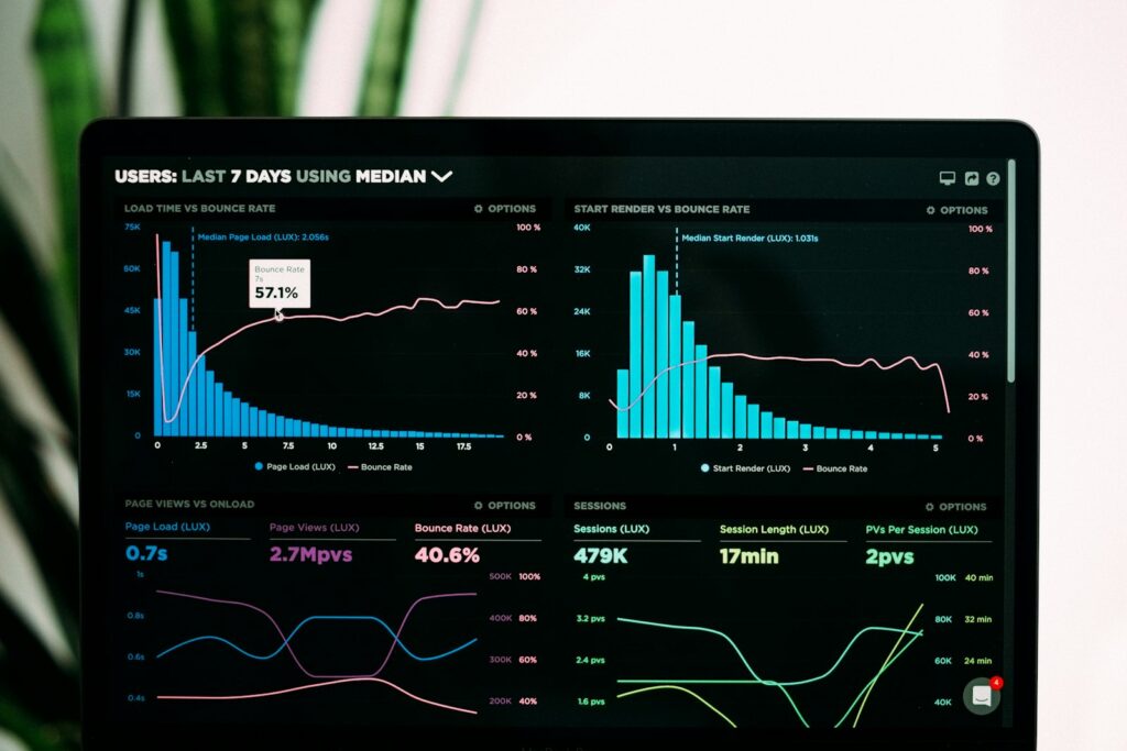 Marketing analytics dashboard on a laptop