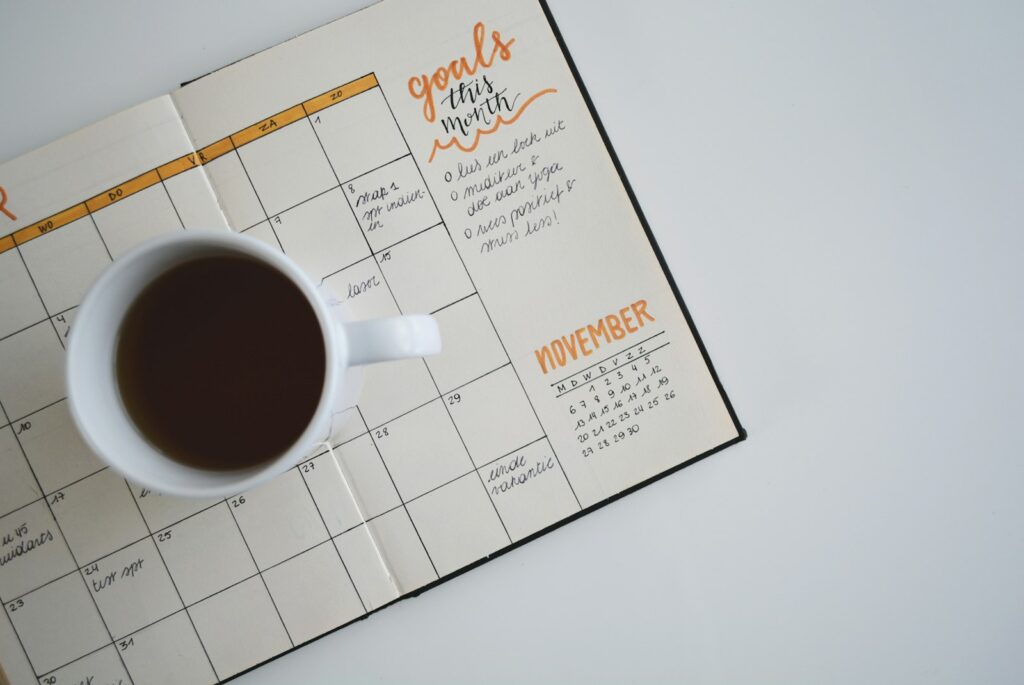 Open calendar planner representing a 90-day local SEO roadmap